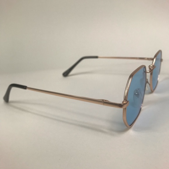 Thin Rose Golden Frame Sunglasses w/ Orange Lenses - Picture 6 of 10